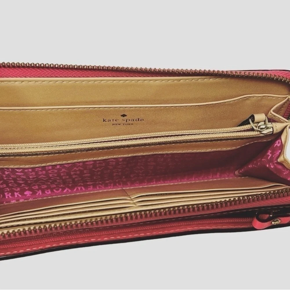 Kate Spade Leather Wristlet Wallet Layton Wellesley WLRU1779 Bright Hot Pink - Picture 9 of 13